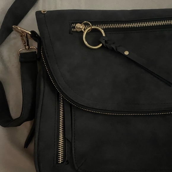 Dark Gray and Gold Crossbody Bag with Adjustable Strap - Picture 3 of 9